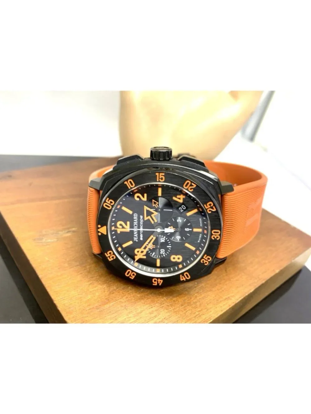 JeanRichard Aeroscope Men's Watch Swiss Automatic Chronograph Black Orange 46mm